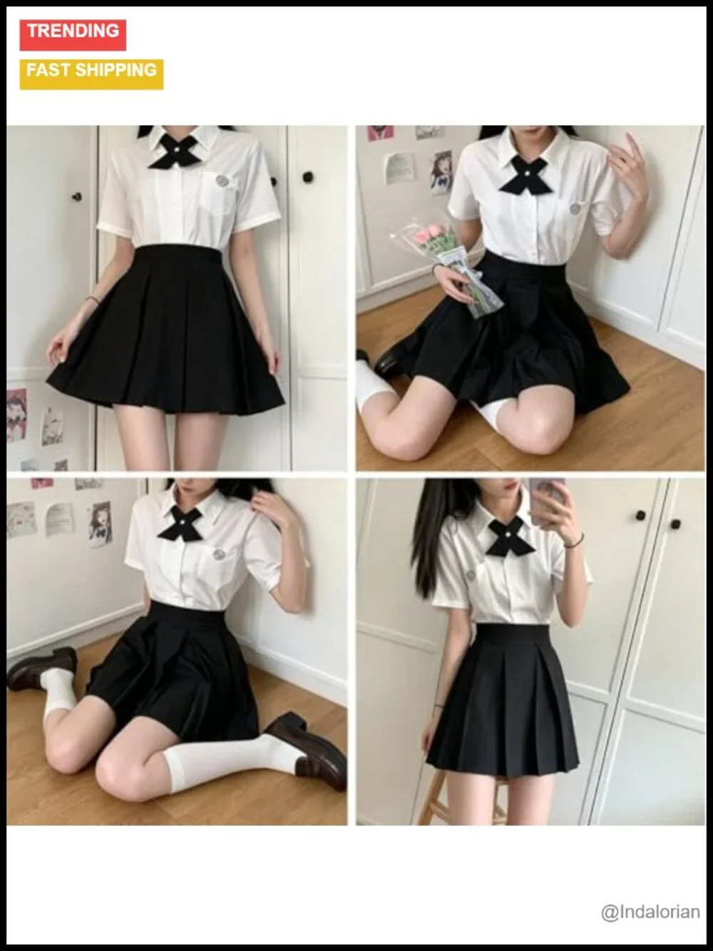 Adjustable Criss-Cross Bow Tie for Women Teen School Uniform